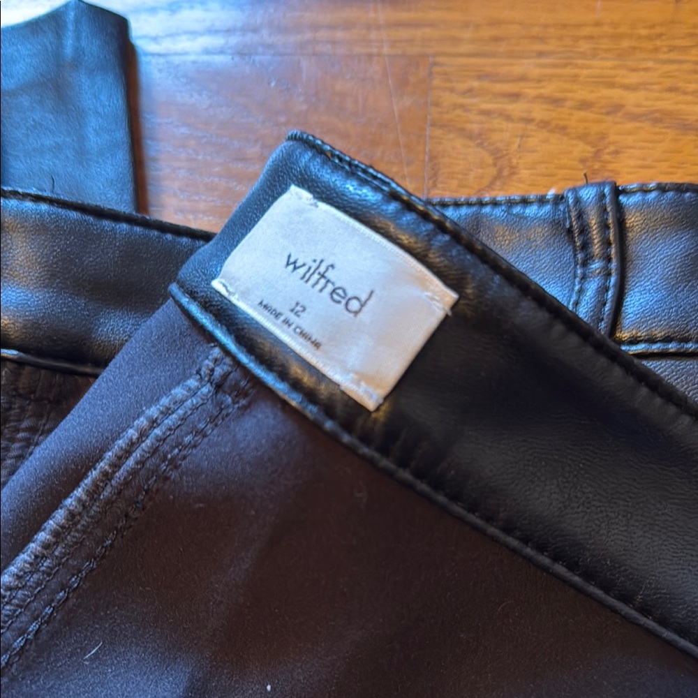 Aritzia Wilfred Black Pleather Pants